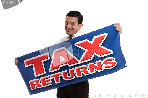 Image of Accountant or tax agent with sign