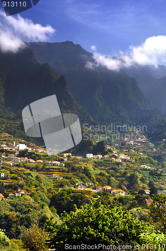 Image of Madeira mountain scenery, Lombo da Serra dos Judeus – Portugal. View of Pico de Selada, Pico da Escada