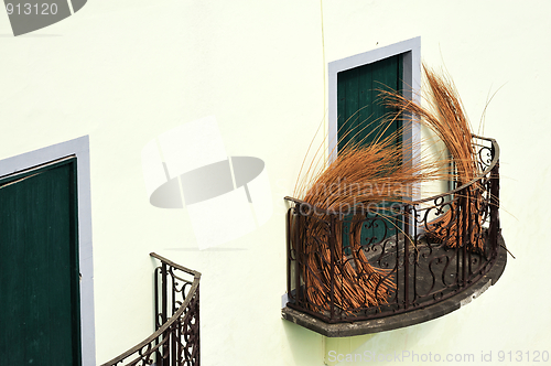 Image of Balcony at old house in Madeira with package of wicker