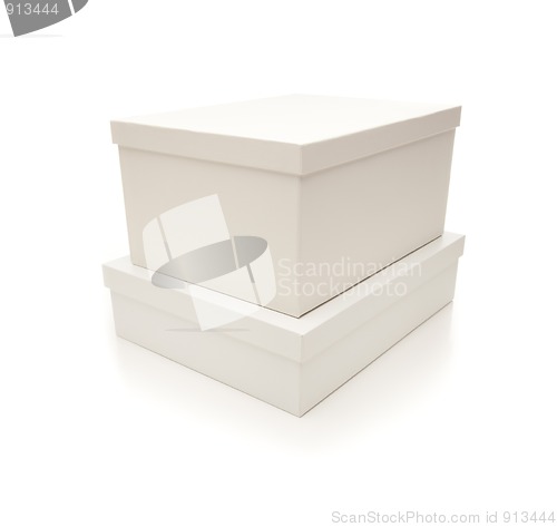 Image of Stacked White Boxes with Lids Isolated on Background