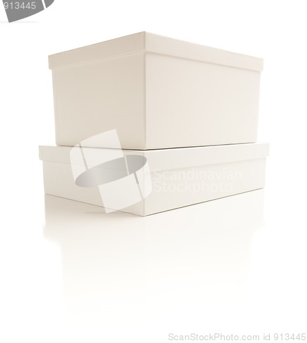 Image of Stacked White Boxes with Lids Isolated on Background