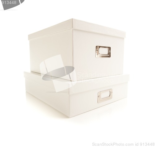 Image of Stacked White File Boxed Isolated on Background