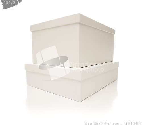 Image of Stacked White Boxes with Lids Isolated on Background