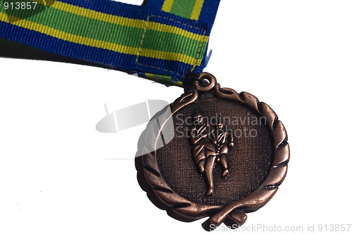 Image of copper medal isolated over white.
