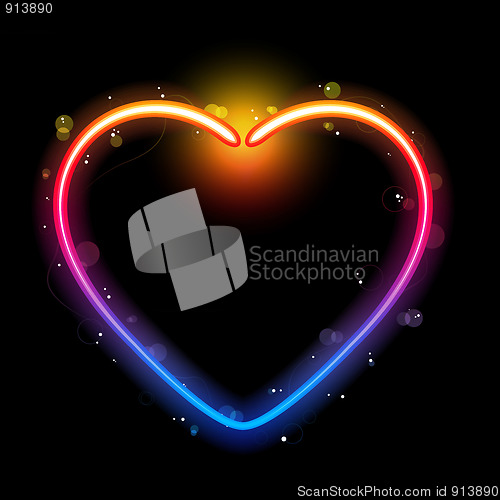 Image of Rainbow Heart Border with Sparkles and Swirls.