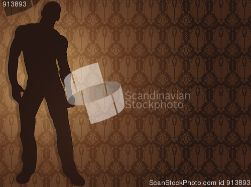 Image of Sexy boy against damask background