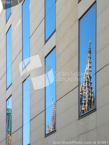 Image of modern building with cathedral