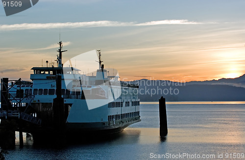 Image of Ferry in sunrise