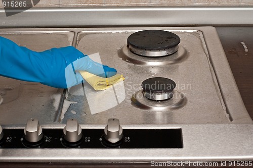 Image of Polishing a gas stove