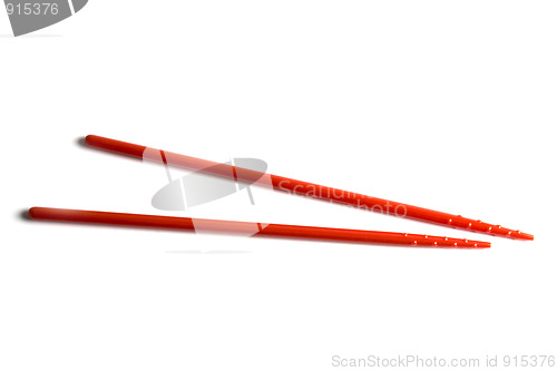 Image of Red chopsticks isolated on white