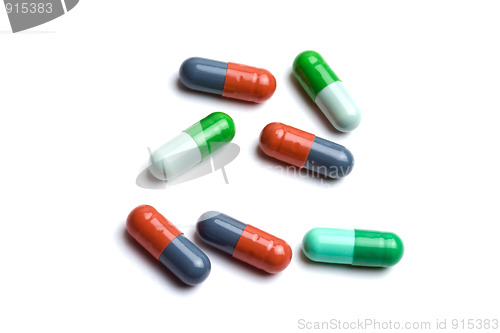 Image of Colorful capsules isolated on white 