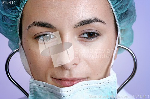 Image of Young doctor with stethoscope.