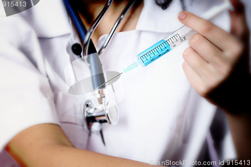 Image of Portrait of a young doctor with stethoscope.