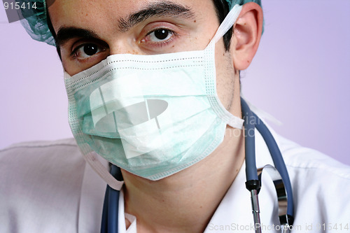 Image of Portrait of a young doctor with stethoscope.