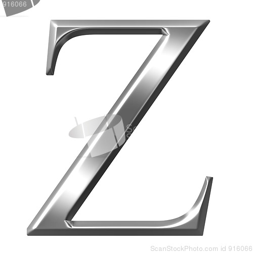 Image of 3D Silver Greek Letter Zeta