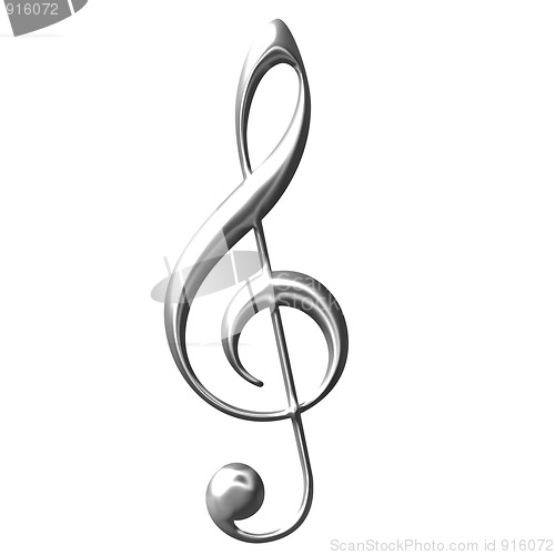 Image of 3D Silver Treble Clef 