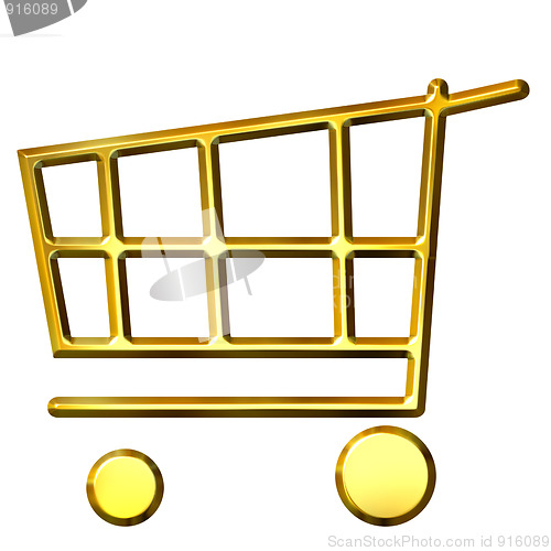 Image of 3D Golden Shopping Cart