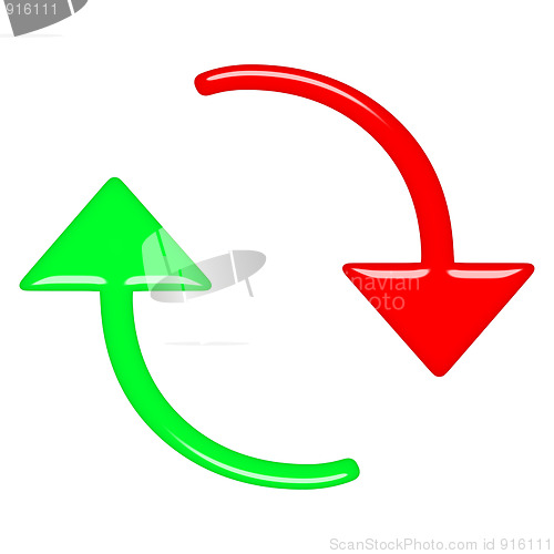 Image of 3d circular up and down arrows