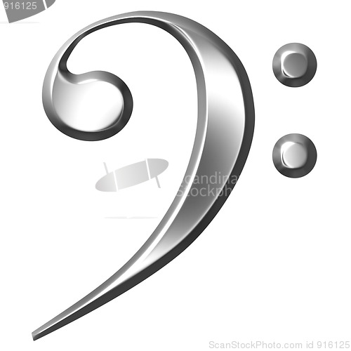 Image of 3D Silver Bass Clef 