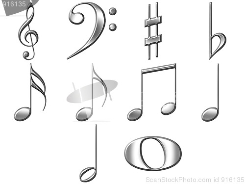 Image of 3D Silver Music Notes 