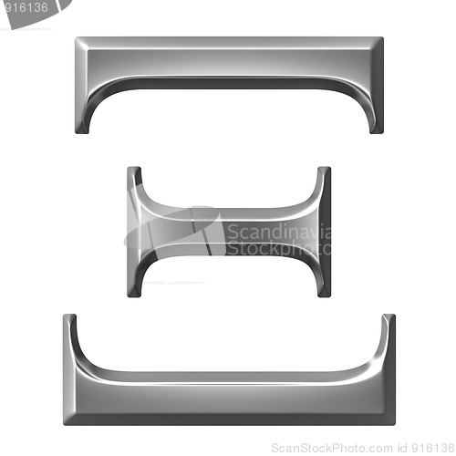 Image of 3D Silver Greek Letter Xi