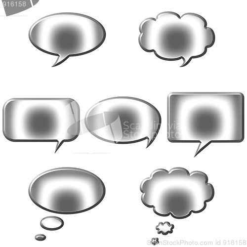 Image of 3D Silver Speech and Thought Bubbles