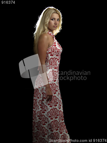 Image of Hot blonde in ornamental dress