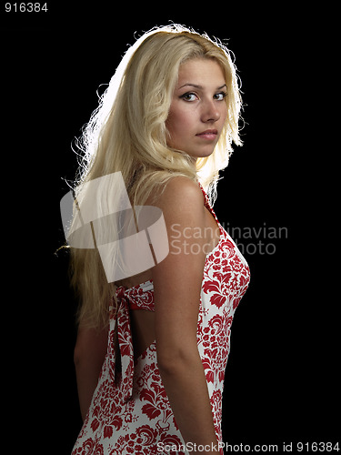Image of Hot blonde in ornamental dress