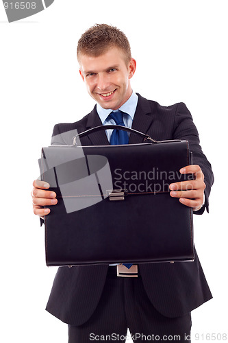 Image of man handing a brief case