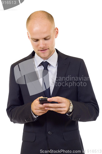 Image of  businessman texting