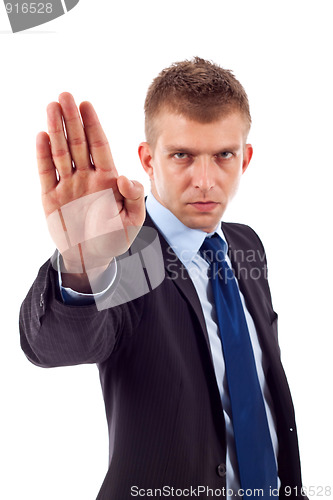 Image of business man making stop