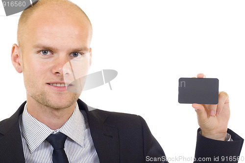 Image of man presenting card