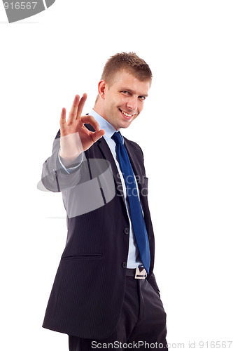 Image of Businessman making ok gesture