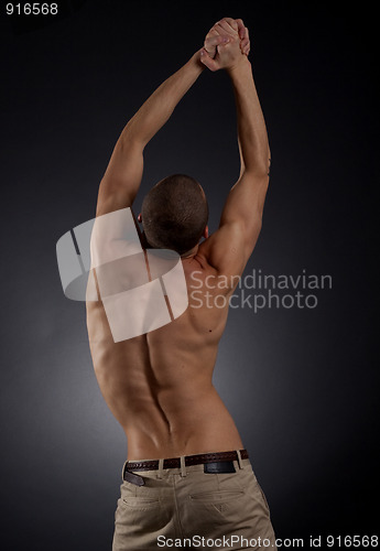 Image of back of a muscular man