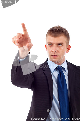 Image of  business man pressing button