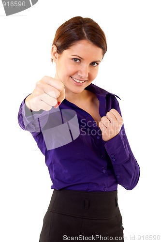 Image of fighting business woman