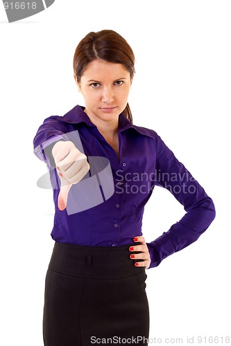 Image of woman gesturing thumbs down