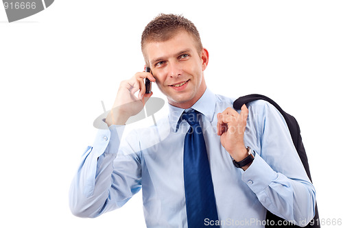 Image of Young businessman with phone