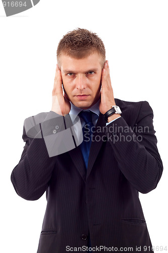 Image of  man in the Hear no evil pose 