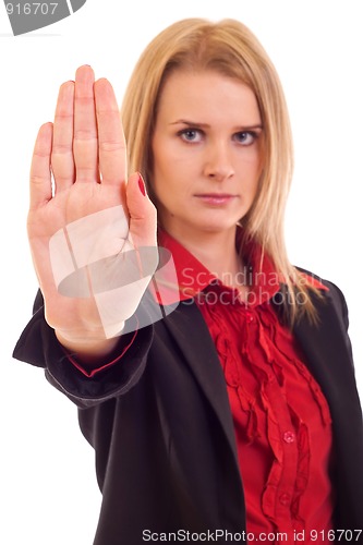 Image of woman making stop gesture