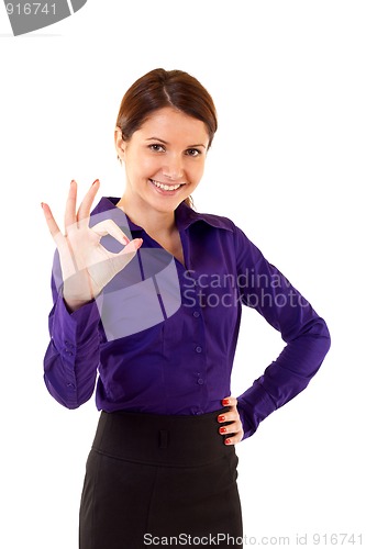 Image of businesswoman satisfied with results