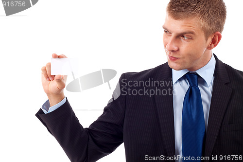 Image of business man and card