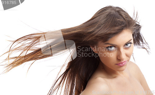 Image of girl with wind in hair 