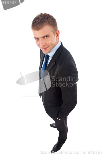 Image of wide angle picture of a businessman