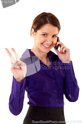 Image of victory on the phone