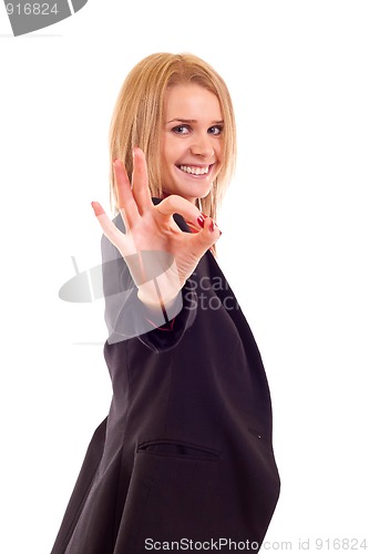 Image of  woman showing ok