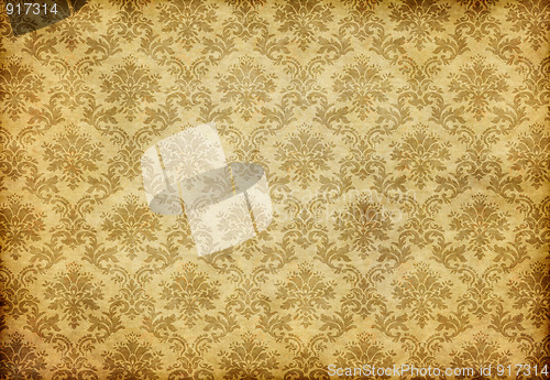 Image of old damask wallpaper