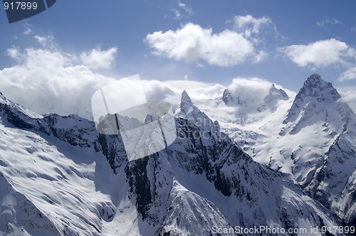 Image of Caucasus Mountains in cloud