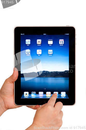 Image of iPad tablet computer user hands