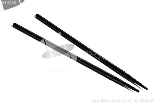 Image of Black chopsticks isolated on white